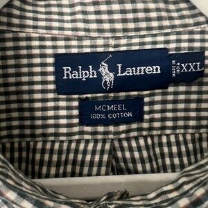 Ralph Lauren Men's Plaid Shirt - Green and White